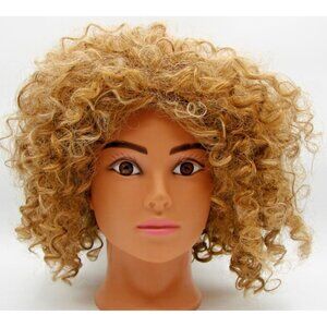 Bobbi Boss Midway Womens Curly Hair Wig Golden Blonde Box Lace Front Adjustable